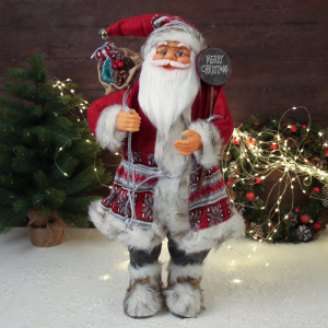 Дед Мороз под ёлку «Зимнее волшебство. Новогодняя игрушка в красной шубке с подарками», 60 см