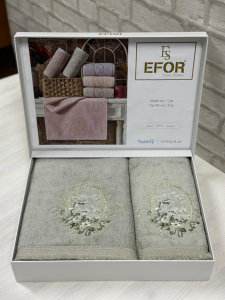 Набор полотенец EFOR из 2-х предметов (50*90 и 70*140) CICEK SEPETI зеленый YESIL
