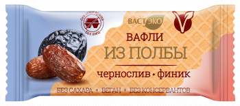 Вафли из полбы без сахара "Чернослив и финик",300г (10штх30г)
