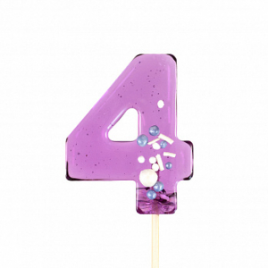 Карамель леденцовая Цифра 4 фиолетовая с посыпкой, 12 г