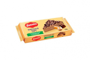 «Яшкино», торт вафельный с орехом, глазированный, 250 г