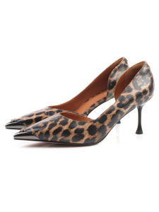 06-808A-6PC BLACK/LEOPARD Туфли женские (натуральная кожа)