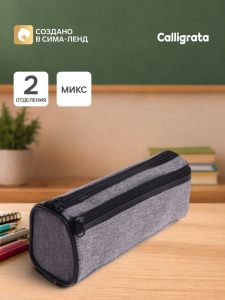 Пенал школьный на молнии Calligrata «Джинс», 2 отделения, МИКС
