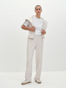 Брюки из меланжевого хлопка со стрелками