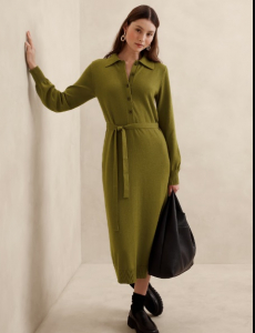 Buttoned Midi Sweater Dress