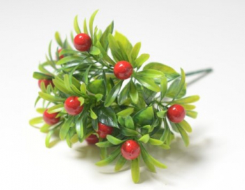 Искусственные цветы, Ветка в букете брусничника 5 веток (1010237) красный