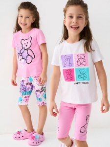 Леггинсы укороченные для девочки, 2 пары в комплекте