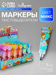 Маркер-текстовыделитель «Лапка», скошенный наконечник, узел 5 мм, МИКС
