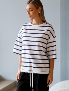 Свободная футболка из хлопкового футера с эластаном