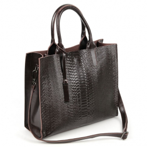 Женская кожаная сумка под змею 1555 Браун