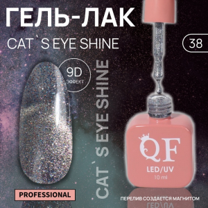 Гель лак для ногтей кошачий глаз, трехфазный, 10 мл, LED/UV, серебристый (38)