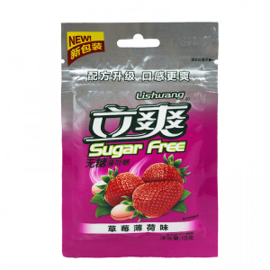 Леденцы мятные без сахара со вкусом клубники Lishuang, 15 г