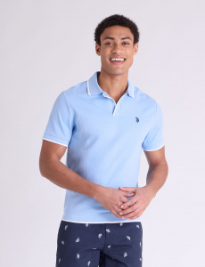 JOHNNY PLACKET WIDE RIB KNIT POLO SHIRT