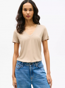 Relaxed Fit Drapey V-Neck T-Shirt