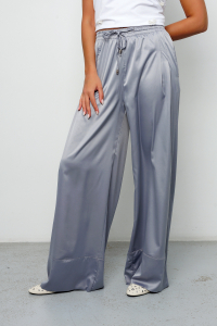 Брюки палаццо на резинке атласные 398GRY