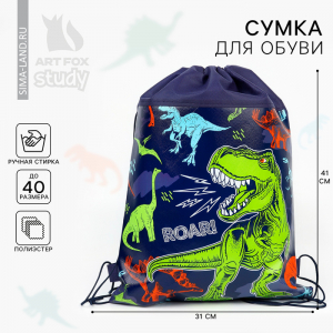 Мешок для обуви «Динозавр» полиэстер, размер 41?30 см