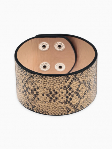 Браслет кожа «Сафари» питон, широкий, цвет чёрно-золотой, 23.5 см