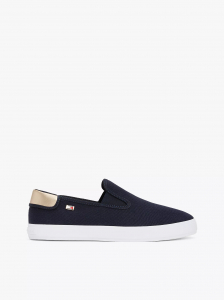 Metallic Heel Canvas Slip-On Sneaker