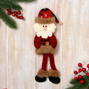 Игрушка мягкая «Дед Мороз в клетку» 8?30 см, красная