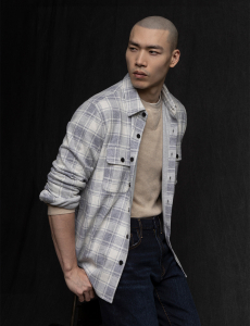 WHITE LABEL PLAID JACQUARD FULL PLACKET SHIRT