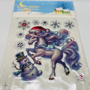Наклейки новогодние для окон - Пони с подарками 20х18 см 12 шт в уп (арт. Z6188-5)