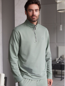 Свитшот с воротом стойкой на молнии из эластичного футера двухнитки