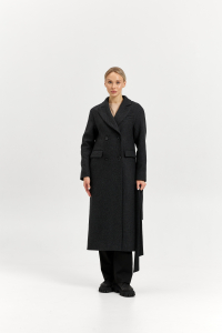 Пальто женское демисезонное 26102 (серый/диагональ)