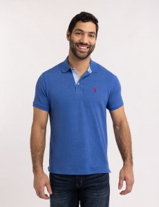SOLID INTERLOCK POLO SHIRT WITH WOVEN TRIM