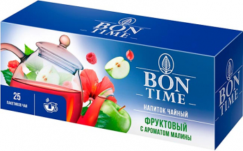 «Bontime», чайный напиток «Фруктовый с ароматом малины», 25 пакетиков, 37,5г