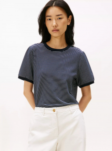 Short-Sleeve Stripe Sweatshirt