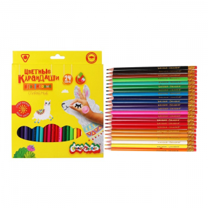 Карандаши цветные 24 цвета «Каляка-Маляка» СТИРАЕМЫЕ, с ластиком, трёхгранные, пластиковый корпус