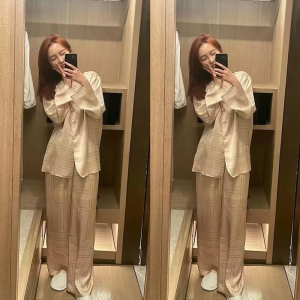 Пижама кремовая длинный рукав