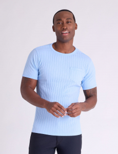 WHITE LABEL RIB CREW T-SHIRT WITH POCKET