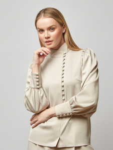 Блуза-косоворотка много пуговиц OD-550-17 светло-коричневый