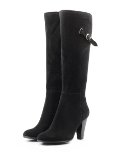 XH-D542-11A-1J BLACK Сапоги демисезонные женские (натуральная замша, байка)