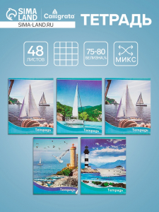 Тетрадь 48 листов в клетку, Calligrata «Корабли», МИКС