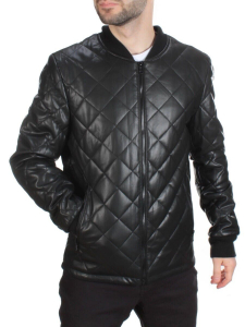 161 BLACK Куртка из эко-кожи мужская (50 гр. синтепон)
