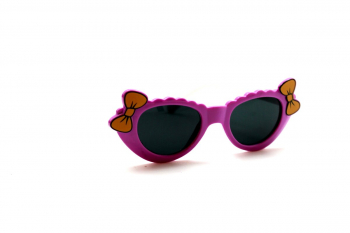Детские солнцезащитные очки 2 бантика сиреневый белый