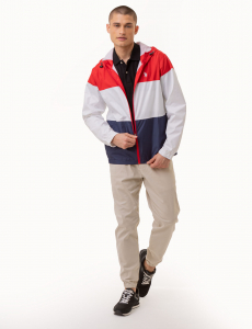 TRI COLORBLOCK HEATHERED WINDBREAKER