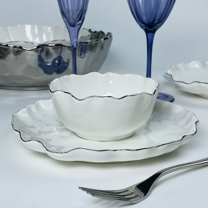 305-294 Набор из 6 салатников 12,5х5,5см  ВАНЕССА СЕРЕБРО в под.уп.(х12)Фарфор