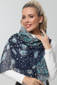 Палантин шифоновый сине-бирюзовый