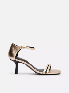 Monogram Strap Metallic Kitten Heel Shoe