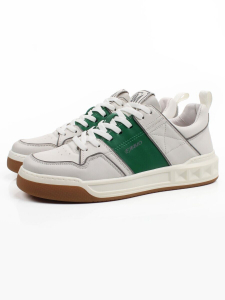 03-H90999-A3 WHITE /GREEN Кроссовки мужские (натуральная кожа)
