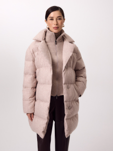 Пуховик из премиальной ткани с мембраной и натуральным утеплителем