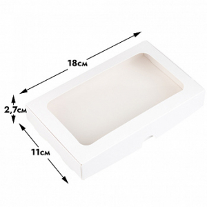 Коробка под дубайский шоколад Белая с окном 18*11*2,7 см