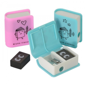 Точилка FUNSHARP «Книга», 1 отверстие, с ластиком, в контейнере, МИКС