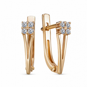 Серьги с фианитом позолоченные серебро 925*