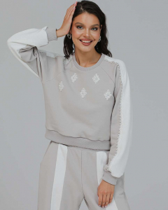 Свитшот укороченный с бусинами BSK002.