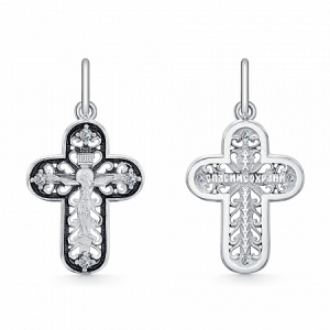 Крест из серебра литье с фианитом частичное чернение