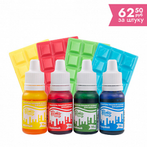 Набор гелевых жирорастворимых пищевых красителей Тортомания 10 мл, 4 цвета